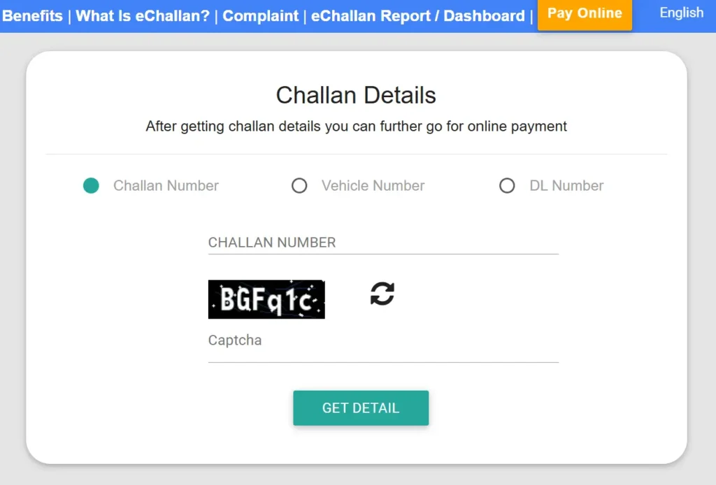 Challan payment